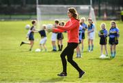 5 March 2020; Catherine, Duchess of Cambridge makes an attempt at a hand pass during an engagement at Salthill Knocknacarra GAA Club in Galway during day three of her visit to Ireland. Photo by Sam Barnes/Sportsfile