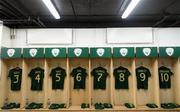 5 March 2020; The Republic of Ireland changing room prior to the UEFA Women's 2021 European Championships Qualifier match between Republic of Ireland and Greece at Tallaght Stadium in Dublin. Photo by Stephen McCarthy/Sportsfile