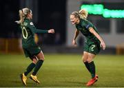 5 March 2020; Diane Caldwell, right, of Republic of Ireland celebrates with team-mate Denise O'Sullivan after scoring her side's first goal during the UEFA Women's 2021 European Championships Qualifier match between Republic of Ireland and Greece at Tallaght Stadium in Dublin. Photo by Stephen McCarthy/Sportsfile