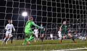 5 March 2020; Diane Caldwell of Republic of Ireland shoots to score her side's first goal, past Anthi Papakonstantinou of Greece, during the UEFA Women's 2021 European Championships Qualifier match between Republic of Ireland and Greece at Tallaght Stadium in Dublin. Photo by Seb Daly/Sportsfile