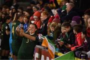 5 March 2020; Harriet Scott of Republic of Ireland celebrates with fans following the UEFA Women's 2021 European Championships Qualifier match between Republic of Ireland and Greece at Tallaght Stadium in Dublin. Photo by Stephen McCarthy/Sportsfile