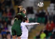 5 March 2020; Louise Quinn of Republic of Ireland in action against Athanasia Moraitou of Greece during the UEFA Women's 2021 European Championships Qualifier match between Republic of Ireland and Greece at Tallaght Stadium in Dublin. Photo by Seb Daly/Sportsfile