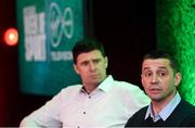 6 March 2020; Virgin Media pundits Alan Quinlan, right, and Niall Quinn during the Virgin Media Television’s Spectacular Week of Sport event at The Alex Hotel in Dublin. Photo by Stephen McCarthy/Sportsfile