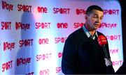 6 March 2020; Virgin Media pundit Alan Quinlan during the Virgin Media Television’s Spectacular Week of Sport event at The Alex Hotel in Dublin. Photo by Stephen McCarthy/Sportsfile