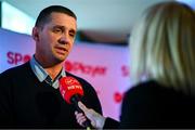 6 March 2020; Virgin Media pundit Alan Quinlan during the Virgin Media Television’s Spectacular Week of Sport event at The Alex Hotel in Dublin. Photo by Stephen McCarthy/Sportsfile