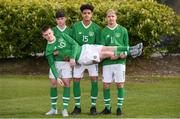 23 March 2019; Republic of Ireland players from left, James Furlong, Andrew Omobamidele and Josh Giurgi with Ronan McKinley during a Republic of Ireland U17's Portrait session at CityWest Hotel in Dublin. Photo by Eóin Noonan/Sportsfile
