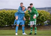 23 March 2019; Republic of Ireland players, Jimmy Corcoran and Harry Halwax, left, with, Sean Kennedy and Conor Carty during a Republic of Ireland U17's Portrait session at CityWest Hotel in Dublin. Photo by Eóin Noonan/Sportsfile