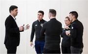 6 March 2020; FAI Interim Deputy Chief Executive Niall Quinn speaking with members of An Garda Síochána, Coolock Station, who are responsible for running the FAI's Late Night Leagues at Darndale, prior to a FAI Futsal Introductory Course certificate presentation, at Darndale Belcamp Recreation Centre in Dublin. Photo by Stephen McCarthy/Sportsfile