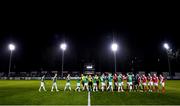6 March 2020; Players and officials shake hands prior to the SSE Airtricity League Premier Division match between St Patrick's Athletic and Cork City at Richmond Park in Dublin. Photo by Seb Daly/Sportsfile
