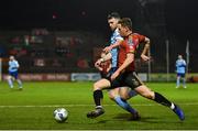 6 March 2020; Dan Casey of Bohemians in action against Ciaran Kilduff of Shelbourne during the SSE Airtricity League Premier Division match between Bohemians and Shelbourne at Dalymount Park in Dublin. Photo by Eóin Noonan/Sportsfile