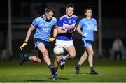 6 March 2020; Mark Lavin of Dublin in action against Barry Howlin of Laois during the EirGrid Leinster GAA Football U20 Championship Final match between Laois and Dublin at Netwatch Cullen Park in Carlow. Photo by Matt Browne/Sportsfile