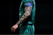 6 March 2020; A general view of the tattoos of Daniel Blackbyrne of Cabinteely during the SSE Airtricity League First Division match between Cabinteely and Shamrock Rovers II at Stradbrook Road in Blackrock, Dublin. Photo by Piaras Ó Mídheach/Sportsfile
