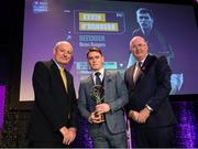 6 March 2020; Kevin O’Donovan of Nemo Rangers is presented with his Football Team of the Year Award by AIB Head of Retail Banking Denis O'Callaghan, left, and Uachtarán Chumann Lúthchleas Gael John Horan during the AIB GAA Club Players' Awards at Croke Park in Dublin. Photo by Ramsey Cardy/Sportsfile
