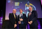 6 March 2020; Gary Sice of Corofin is presented with his Football Team of the Year Award by AIB Head of Retail Banking Denis O'Callaghan, left, and Uachtarán Chumann Lúthchleas Gael John Horan during the AIB GAA Club Players' Awards at Croke Park in Dublin. Photo by Ramsey Cardy/Sportsfile