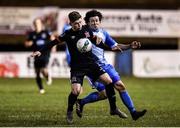 6 March 2020; Cammy Smith of Dundalk in action against Barry McNamee of Finn Harps during the SSE Airtricity League Premier Division match between Finn Harps and Dundalk at Finn Park in Ballybofey, Donegal. Photo by Ben McShane/Sportsfile