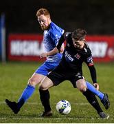 6 March 2020; Cammy Smith of Dundalk in action against Ryan Connolly of Finn Harps during the SSE Airtricity League Premier Division match between Finn Harps and Dundalk at Finn Park in Ballybofey, Donegal. Photo by Ben McShane/Sportsfile