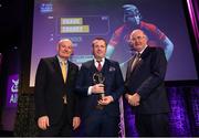 6 March 2020; St Thomas manager Kevin Lally collecting on behalf of Shane Cooney is presented with his Hurling Team of the Year Award by AIB Head of Retail Banking Denis O'Callaghan, left, and Uachtarán Chumann Lúthchleas Gael John Horan during the AIB GAA Club Players' Awards at Croke Park in Dublin. Photo by Ramsey Cardy/Sportsfile