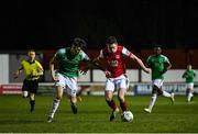 6 March 2020; Martin Rennie of St Patrick's Athletic in action against Joe Redmond of Cork City during the SSE Airtricity League Premier Division match between St Patrick's Athletic and Cork City at Richmond Park in Dublin. Photo by Seb Daly/Sportsfile