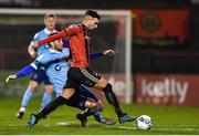 6 March 2020; Danny Mandroiu of Bohemians is tackled by Aaron Dobbs of Shelbourne during the SSE Airtricity League Premier Division match between Bohemians and Shelbourne at Dalymount Park in Dublin. Photo by Eóin Noonan/Sportsfile