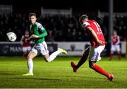 6 March 2020; Billy King of St Patrick's Athletic scores his side's first goal during the SSE Airtricity League Premier Division match between St Patrick's Athletic and Cork City at Richmond Park in Dublin. Photo by Seb Daly/Sportsfile