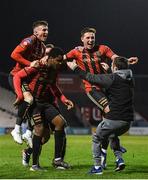 6 March 2020; Andre Wright of Bohemians, centre, celebrates with team-mates after scoring his side's first goal during the SSE Airtricity League Premier Division match between Bohemians and Shelbourne at Dalymount Park in Dublin. Photo by Eóin Noonan/Sportsfile