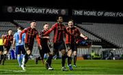 6 March 2020; Andre Wright of Bohemians, centre, celebrates with team-mates after scoring his side's first goal during the SSE Airtricity League Premier Division match between Bohemians and Shelbourne at Dalymount Park in Dublin. Photo by Eóin Noonan/Sportsfile