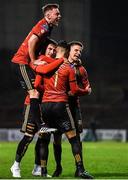 6 March 2020; Danny Mandroiu of Bohemians, 7, celebrates with team-mates after scoring his side's second goal of the game during the SSE Airtricity League Premier Division match between Bohemians and Shelbourne at Dalymount Park in Dublin. Photo by Eóin Noonan/Sportsfile