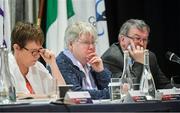 7 March 2020; Members of the top table, from left, Kathleen Kane, Assistant Secretary, Geraldine Carey, Treasurer, and Con Moynihan, Development Officer, during the LGFA Annual Congress 2020 at the Loughrea Hotel & Spa in Loughrea, Galway. Photo by Piaras Ó Mídheach/Sportsfile