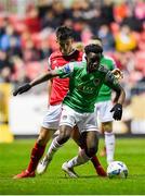 6 March 2020; Henry Ochieng of Cork City in action against Dan Ward of St Patrick's Athletic during the SSE Airtricity League Premier Division match between St Patrick's Athletic and Cork City at Richmond Park in Dublin. Photo by Seb Daly/Sportsfile