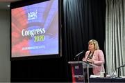 7 March 2020; Marie Hickey, President, LGFA, gives an address during the LGFA Annual Congress 2020 at the Loughrea Hotel & Spa in Loughrea, Galway. Photo by Piaras Ó Mídheach/Sportsfile