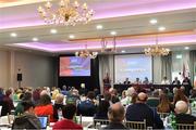 7 March 2020; Marie Hickey, President, LGFA, gives an address during the LGFA Annual Congress 2020 at the Loughrea Hotel & Spa in Loughrea, Galway. Photo by Piaras Ó Mídheach/Sportsfile