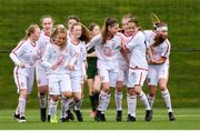 7 March 2020; Poppy Pritchard of England, centre, celebrates with team-mates after scoring her side's first goal during the Women's Under-15s John Read Trophy match between Republic of Ireland and England at FAI National Training Centre in Dublin. Photo by Sam Barnes/Sportsfile