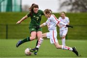 7 March 2020; Eve O’Brien of Republic of Ireland in action against Olivia Lowe of England during the Women's Under-15s John Read Trophy match between Republic of Ireland and England at FAI National Training Centre in Dublin. Photo by Sam Barnes/Sportsfile