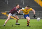 7 March 2020; Peter Gillololy of Roscommon in action against Jack Glynn of Galway during the EirGrid Connacht GAA Football U20 Championship Final match between Galway and Roscommon at Tuam Stadium in Tuam, Galway. Photo by Seb Daly/Sportsfile