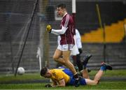 7 March 2020; Ryan Monahan of Galway celebrates after scoring his side's third goal of the game during the EirGrid Connacht GAA Football U20 Championship Final match between Galway and Roscommon at Tuam Stadium in Tuam, Galway. Photo by Seb Daly/Sportsfile
