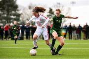 7 March 2020; Megan Sofield of England in action against Liadan Clynch of Republic of Ireland during the Women's Under-15s John Read Trophy match between Republic of Ireland and England at FAI National Training Centre in Dublin. Photo by Sam Barnes/Sportsfile