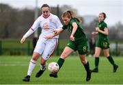7 March 2020; Orlaith O’Mahony of Republic of Ireland in action against Gemma Witchurch of England during the Women's Under-15s John Read Trophy match between Republic of Ireland and England at FAI National Training Centre in Dublin. Photo by Sam Barnes/Sportsfile