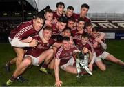 7 March 2020; Galway players celebrate with the trophy following their side's victory during the EirGrid Connacht GAA Football U20 Championship Final match between Galway and Roscommon at Tuam Stadium in Tuam, Galway. Photo by Seb Daly/Sportsfile