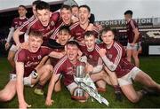 7 March 2020; Galway players celebrate with the trophy following their side's victory during the EirGrid Connacht GAA Football U20 Championship Final match between Galway and Roscommon at Tuam Stadium in Tuam, Galway. Photo by Seb Daly/Sportsfile