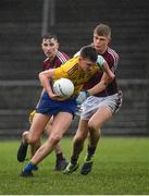 7 March 2020; Shane Cunnane of Roscommon in action against James McLaughlin of Galway during the EirGrid Connacht GAA Football U20 Championship Final match between Galway and Roscommon at Tuam Stadium in Tuam, Galway. Photo by Seb Daly/Sportsfile