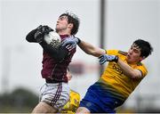7 March 2020; Cathal Sweeney of Galway in action against Ruairi Fallon of Roscommon during the EirGrid Connacht GAA Football U20 Championship Final match between Galway and Roscommon at Tuam Stadium in Tuam, Galway. Photo by Seb Daly/Sportsfile