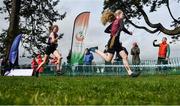 7 March 2020; Emma O'Brien of Mercy Killbeggan, Co Westmeath, right, and Ailise Barry of St Marys Midleton, Co Cork competing in the Minor Girls race during the Irish Life Health All-Ireland Schools Cross Country Championships at Santry Demesne in Santry, Dublin. Photo by David Fitzgerald/Sportsfile