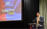 7 March 2020; LGFA President Elect Micheál Naughton makes a speech before winning the election during the LGFA Annual Congress 2020 at the Loughrea Hotel & Spa in Loughrea, Galway. Photo by Piaras Ó Mídheach/Sportsfile