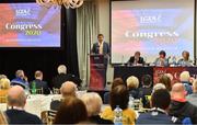 7 March 2020; LGFA President Elect Micheál Naughton makes a speech before winning the election during the LGFA Annual Congress 2020 at the Loughrea Hotel & Spa in Loughrea, Galway. Photo by Piaras Ó Mídheach/Sportsfile