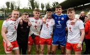 7 March 2020; Neil Kilpatrick, Ryan McCabe, Tiarnan Quinn,Aaron Montgomery, Lorcan Quinn and Tomas Donaghy of Tyrone celebrate after the EirGrid Ulster GAA Football U20 Championship Final match between Tyrone and Donegal at St Tiernach's Park in Clones, Monaghan. Photo by Oliver McVeigh/Sportsfile