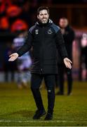 7 March 2020; Shamrock Rovers manager Stephen Bradley celebrates following the SSE Airtricity League Premier Division match between Sligo Rovers and Shamrock Rovers at The Showgrounds in Sligo. Photo by Stephen McCarthy/Sportsfile