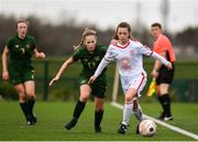 7 March 2020; Kate Oakley of England in action against Tara O’Hanlon of Republic of Ireland during the Women's Under-15s John Read Trophy match between Republic of Ireland and England at FAI National Training Centre in Dublin. Photo by Sam Barnes/Sportsfile