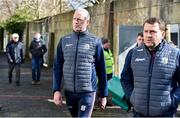 8 March 2020; Galway manager Shane O’Neill, left, and Maor Fóirne John Fitzgerald, arrive ahead of the Allianz Hurling League Division 1 Group A Round 3 match between Galway and Tipperary at Pearse Stadium in Salthill, Galway. Photo by Sam Barnes/Sportsfile