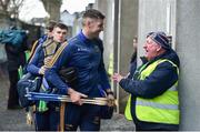 8 March 2020; Séamus Callanan of Tipperary is greeted by steward Gerry Mylette as he arrives ahead of the Allianz Hurling League Division 1 Group A Round 3 match between Galway and Tipperary at Pearse Stadium in Salthill, Galway. Photo by Sam Barnes/Sportsfile