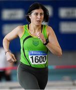 8 March 2020; Vanessa Sallier of Rathfarnham WSAF AC, Dublin, competing in the M45 1500m event during the Irish Life Health National Masters Indoors Athletics Championships at Athlone IT in Athlone, Westmeath. Photo by Piaras Ó Mídheach/Sportsfile